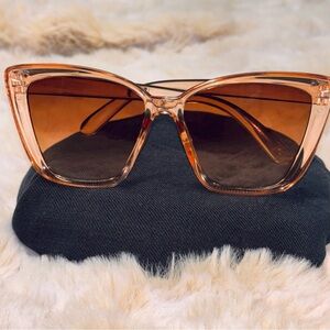 Crystal Brown Gradient Oversized Cat Eye Sunglasses - Similar to DIFF